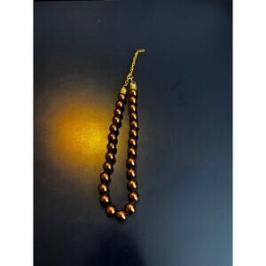 Kissaka EUC Vintage Brown Pearl Beaded Necklace 8"